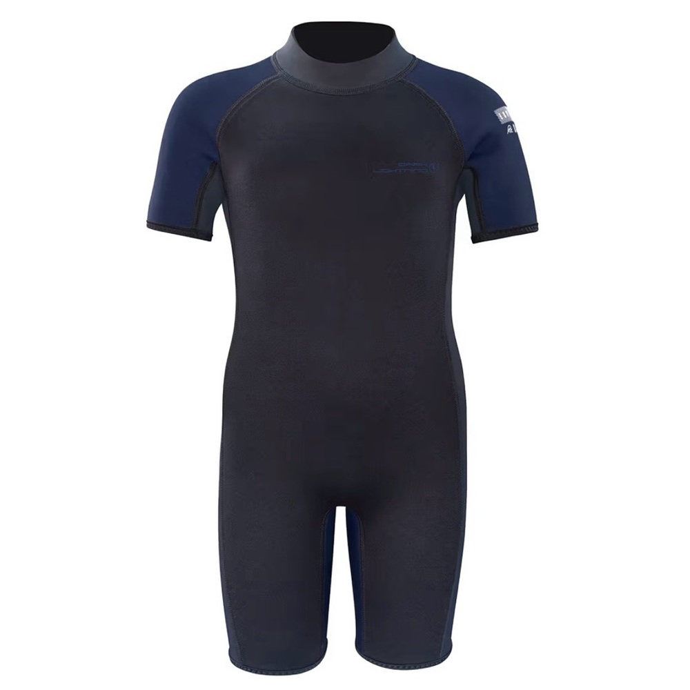 Dark Lightning 3mm Kids Shorty Neoprene Wetsuit, Navy, Size 8